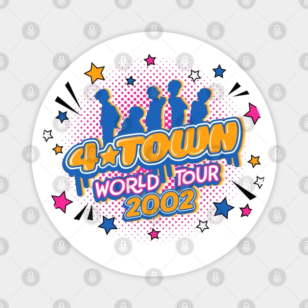 4*town World Tour 2002 - front and back design - Turning Red fan art by Kelly Design Company Magnet by KellyDesignCompany